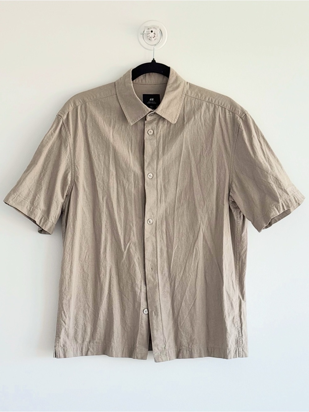 H&M Light Khaki Short-Sleeve Button-Down Shirt